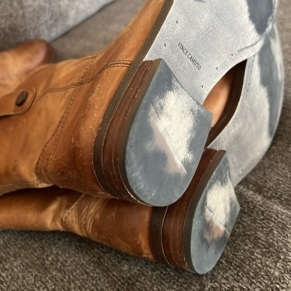 Vince Camuto Payatt Boots Size 8 M Warm Cognac Patina Round Toe - Picture 13 of 16